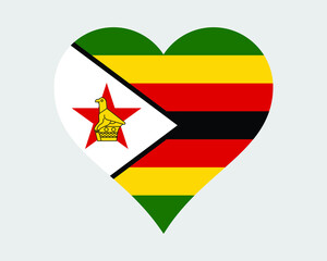 Wall Mural - Zimbabwe Heart Flag. Zimbabwean Zimbo Love Shape Country Nation National Flag. Republic of Zimbabwe Banner Icon Sign Symbol. EPS Vector Illustration.