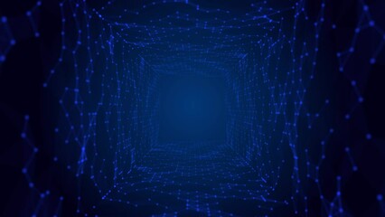 Poster - animated background logo frame, icon. design moving mosaic tunnel. texture of glowing neon connectio