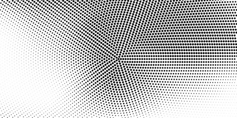 Poster - Halftone dotted background. Black dots in modern style on a white background.