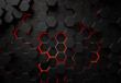 black hexagons with red outlines