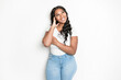 © Louis-Paul Photo - Studio portrait of beautiful brunette young dark-skinned woman,
