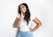 © Louis-Paul Photo - Studio portrait of beautiful brunette young dark-skinned woman,
