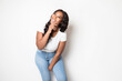 © Louis-Paul Photo - Studio portrait of beautiful brunette young dark-skinned woman,