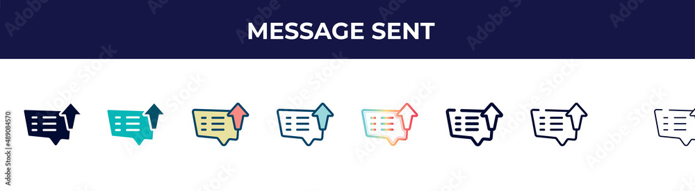 message sent icon in 8 styles. line, filled, glyph, thin outline ...