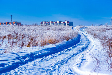 Wall Mural - Dormitory area in Chehov, Moscow region, Russia in winter