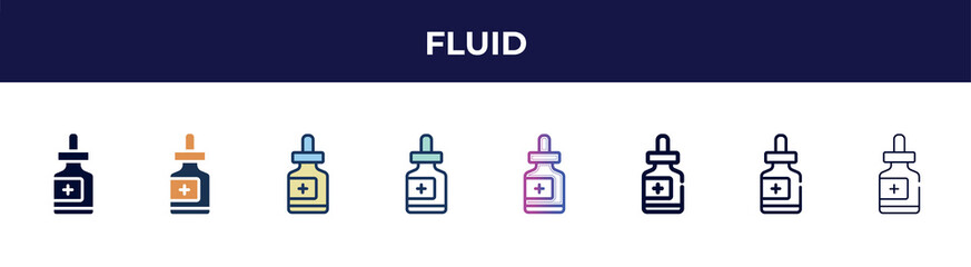 Poster - fluid icon in 8 styles. line, filled, glyph, thin outline, colorful, stroke and gradient styles, fluid vector sign. symbol, logo illustration. different style icons set.