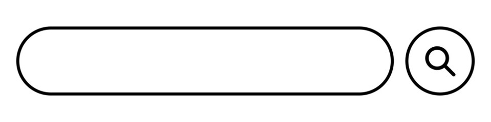 Aufkleber - Simple search bar and magnifying glass search button. Text entry field. Web search. Editable vectors.