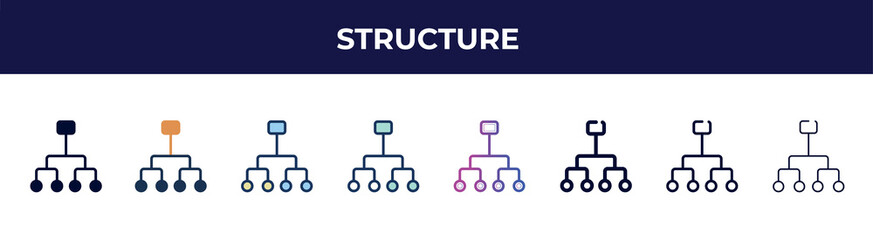 Aufkleber - structure icon in 8 styles. line, filled, glyph, thin outline, colorful, stroke and gradient styles, structure vector sign. symbol, logo illustration. different style icons set.