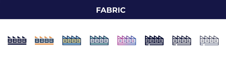 fabric icon in 8 styles. line, filled, glyph, thin outline, colorful, stroke and gradient styles, fabric vector sign. symbol, logo illustration. different style icons set.