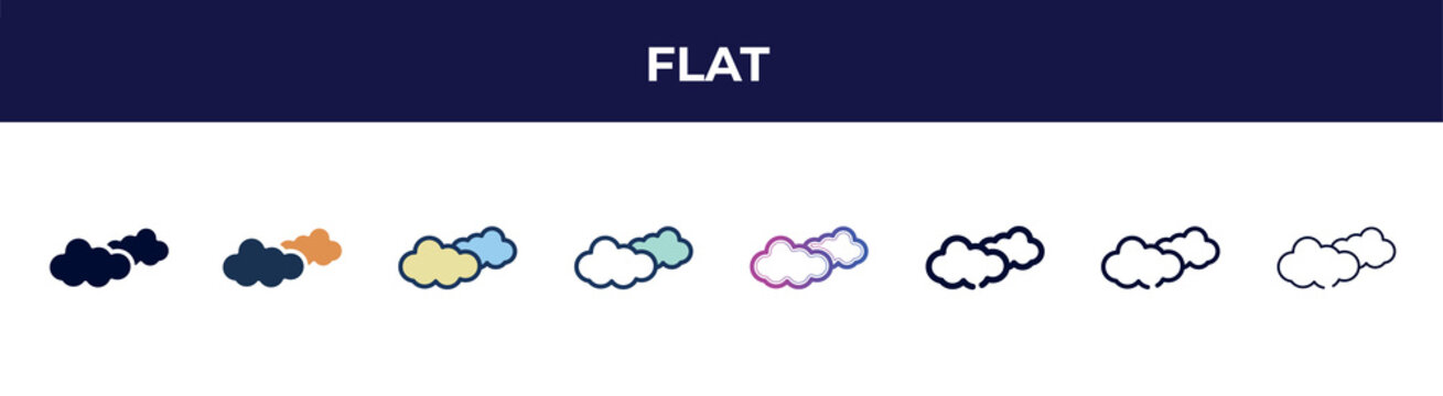 flat icon in 8 styles. line, filled, glyph, thin outline, colorful, stroke and gradient styles, flat vector sign. symbol, logo illustration. different style icons set.