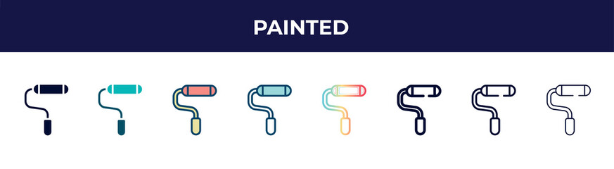 Poster - painted icon in 8 styles. line, filled, glyph, thin outline, colorful, stroke and gradient styles, painted vector sign. symbol, logo illustration. different style icons set.