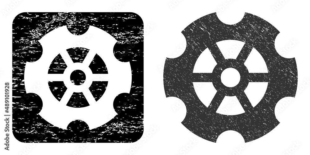Gear Pattern Stamp Vector gear stencil icon. Grunge gear seal stamp, done with icon and ...