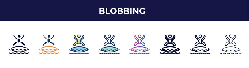 Poster - blobbing icon in 8 styles. line, filled, glyph, thin outline, colorful, stroke and gradient styles, blobbing vector sign. symbol, logo illustration. different style icons set.