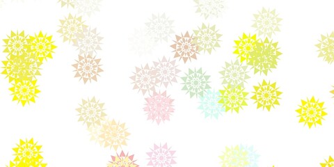 Wall Mural - Light green, red vector texture with bright snowflakes.