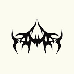 Wall Mural - Abstract tattoo sketch. Artistic death metal logo design. Black illustration in Metalcore style on a white background.