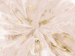 Wall Mural - Abstract crystal painting background design with gold glitter waves.