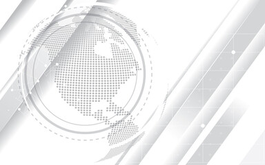 Poster - Geometric network abstract Background,world business on a white background gradient white and gray,2d illustration