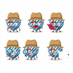 Sticker - Detective blue love gift box cute cartoon character holding magnifying glass