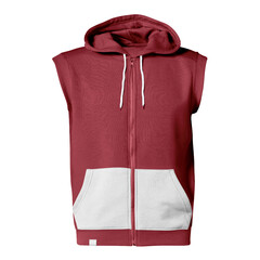 With these Front View Fabulous Sleeveless Hoodie Mockup In Savvy Red Color you don’t have to wait for your brand artwork to be done. Add your graphic into this HD Mock-up.