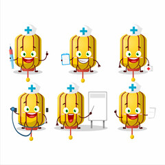 Wall Mural - Doctor profession emoticon with yellow chinese long lamp cartoon character