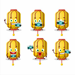 Wall Mural - Photographer profession emoticon with yellow chinese long lamp cartoon character