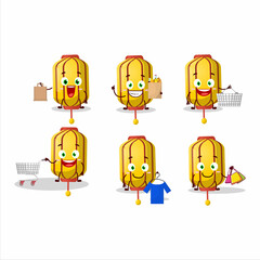 Sticker - A Rich yellow chinese long lamp mascot design style going shopping