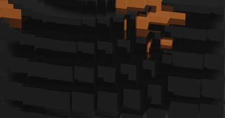 3d render with dark yellow and black metal cubes