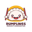 cute dumplings cartoon mascot, suitable for, logos, prints, stickers, etc