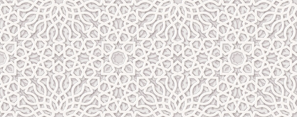 Background with 3d pattern in islamic ornament vector style. Ramadan round pattern elements. persian motif style. Geometric circular ornamental for your design.