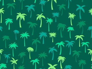Wall Mural - seamless pattern with palm trees green color. exotic summer tropical background. palm trees design f