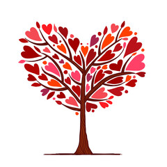 Canvas Print - Valentine tree, love concept. Heart shape for your design