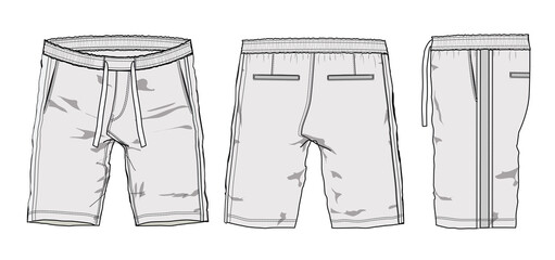 Isolated shorts pant technical drawing mockup vector template for presentation