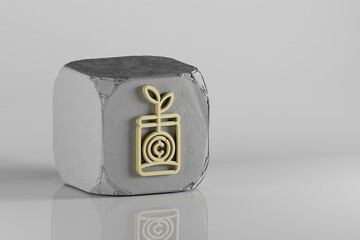 Poster - cryptocurrency investment icon. beautiful golden cryptocurrency symbol icons on a beton cube and whi