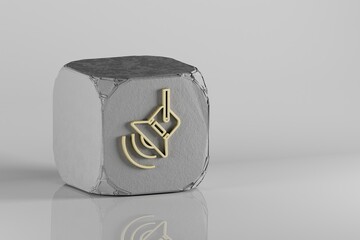 Aufkleber - Concert Sportlight icon. Beautiful Golden music symbol icons on a beton cube and white ceramic background. 3d rendering illustration. Background pattern for design.
