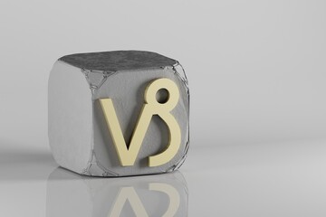Aufkleber - Beautiful Golden zodiac sign Virgo symbol icons on a beton cube and white ceramic background. 3d rendering illustration. Background pattern for design.