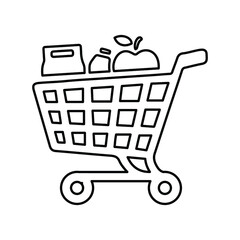 Sticker - Basket, marketing, shopping line icon. Outline vector.