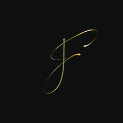 Wall Mural - JF monogram logo.Calligraphic signature icon.Letter j and letter f.Lettering sign isolated on dark fund.Wedding, fashion, beauty alphabet initials.Elegant, handwritten, luxury style.	