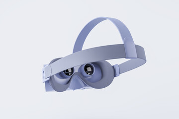 Aufkleber - Close up of abstract gray VR glasses on white background. Device and augmented reality concept. 3D Rendering.