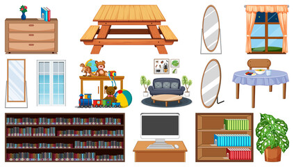 Sticker - Set of interior furniture and decorations