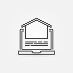 Poster - Laptop with House linear icon. Real estate online consultation sign
