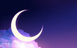 3d surreal violet moon night scene