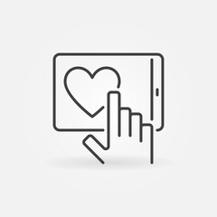 Poster - Hand with Tablet or Smartphone vector concept line icon