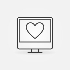 Poster - Computer with Heart on Display outline vector concept icon
