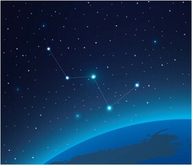 Wall Mural - constellation cassiopeia with planet in deep space