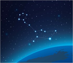 Wall Mural - constellation cetus with planet in deep space