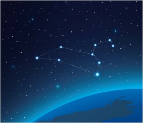 Wall Mural - Constellation Leo with planet  in deep space 