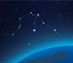 Wall Mural - constellation aquarius with planet in deep space