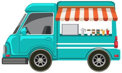 Sticker - A cute food truck on white background