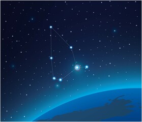 Wall Mural - constellation cepheus with planet in deep space