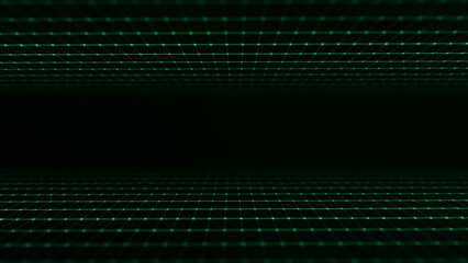 Poster - dynamic double flow of digital particles. network connection structure. big data visualization. 3d r